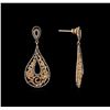 Image 2 : 0.98ctw Diamond Dangle Earrings - 14KT Rose Gold