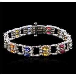 14KT White Gold 20.04ctw Multi Gemstone and Diamond Bracelet