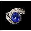 Image 1 : 4.38ct Tanzanite and Diamond Ring - 14KT White Gold