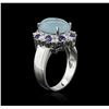 Image 3 : 14KT White Gold 4.43ct Aquamarine, Sapphire and Diamond Ring