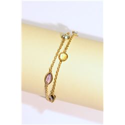 STERLING SILVER GOLD PLATED GEMSTONE BRACELET