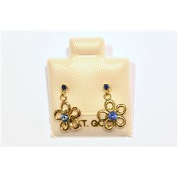 10KT GOLD SAPPHIRE 'FLOWER SHAPE' EARRINGS