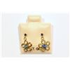Image 1 : 10KT GOLD SAPPHIRE 'FLOWER SHAPE' EARRINGS