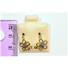 Image 2 : 10KT GOLD SAPPHIRE 'FLOWER SHAPE' EARRINGS