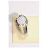 Image 2 : STERLING SILVER CREATED OPAL & DIAMOND RING
