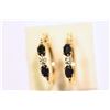 Image 1 : 9KT GOLD SAPPHIRE (1.4CT) & DIAMOND HOOP EARRINGS