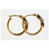 Image 2 : 9KT GOLD SAPPHIRE (1.4CT) & DIAMOND HOOP EARRINGS