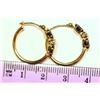 Image 3 : 9KT GOLD SAPPHIRE (1.4CT) & DIAMOND HOOP EARRINGS