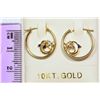 Image 2 : 10KT GOLD CZ 'DOLPHIN' HOOP EARRINGS
