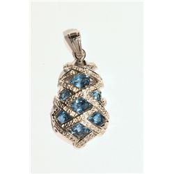 STERLING SILVER BLUE TOPAZ PENDANT
