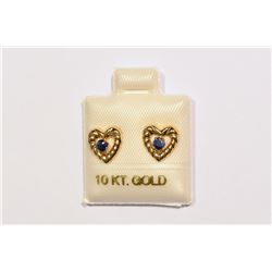 10KT GOLD SAPPHIRE 'HEART' EARRINGS