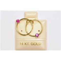 14KT GOLD RUBY (0.18CT) HOOP EARRINGS