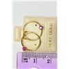 Image 2 : 14KT GOLD RUBY (0.18CT) HOOP EARRINGS