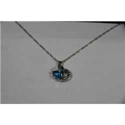 .925 SILVER GEMSTONE HEART PENDANT & NECKLACE