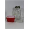 Image 1 : OLD MASON JAR & PYREX DISH SOLD WITH EDMONTON