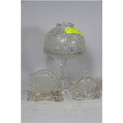 GLASS LAMP WITH TWO PARTYLITE HOLDERS