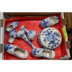 BOX OF DELFTS COLLECTIBLES MADE IN HOLLAND