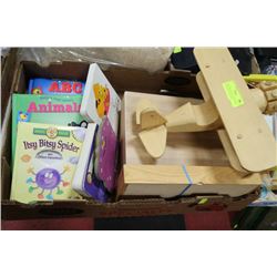 6 KIDS FIRST BOOKS, WOOD BEAR PUZZLE & PUZZLE RACK