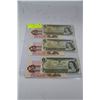 Image 1 : SHEET OF THREE 1986 CANADIAN 2 DOLLAR BANKNOTES &