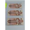 Image 1 : 1986 CANADIAN 2 DOLLAR BANKNOTES X3