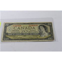 1954 CANADIAN 20 DOLLAR BANKNOTE