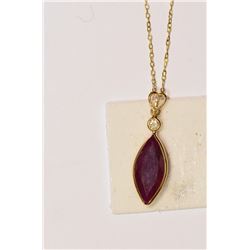 14kt Yellow Gold Ruby and Diamond Pendant Necklace