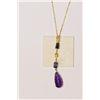 Image 1 : 14kt Gold Amethyst and Sapphire Pendant Necklace