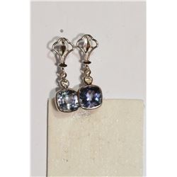 14kt White Gold Tanzanite and Diamond Earrings
