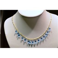10kt Yellow Gold Blue Topaz Necklace MSRP $1850
