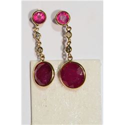14kt Yellow Gold Ruby and Diamond Earrings