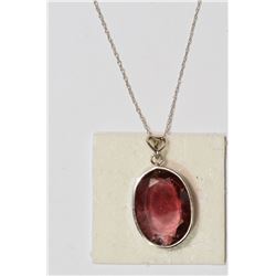 14kt White Gold Tourmaline and Diamond Pendant