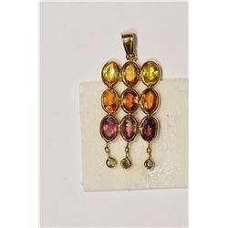 14kt Yellow Gold Sapphire and Diamond Pendant