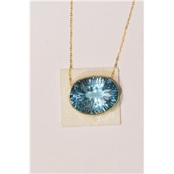 14kt Yellow Gold Blue Topaz Pendant Necklace