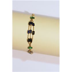 14kt Yellow Gold Sapphire and Emerald Bracelet