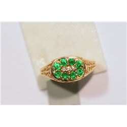 14kt Yellow Gold Emerald and Diamond Ring