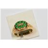 Image 2 : 14kt Yellow Gold Emerald and Diamond Ring