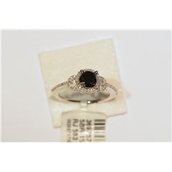 14kt White Gold Black and White Diamond Ring