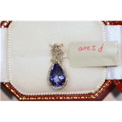 14kt White Gold Tanzanite and Diamond Pendant