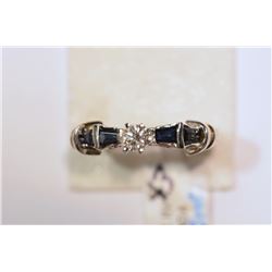 14kt White Gold Diamond and Sapphire Ring