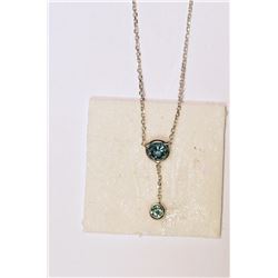 14kt White Gold Blue Diamond Pendant Necklace