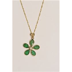 14kt Yellow Gold Emerald and Diamond Pendant