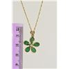 Image 2 : 14kt Yellow Gold Emerald and Diamond Pendant