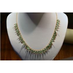 10kt Yellow Gold Emerald and Diamond Necklace