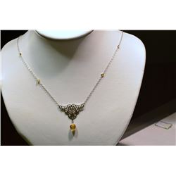 10kt White Gold Sapphire and Diamond Necklace