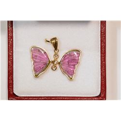 14kt Gold Tourmaline and Diamond Pendant