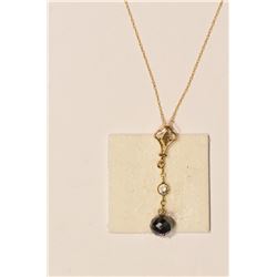 14kt Gold Diamond and Sapphire Pendant Necklace