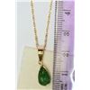 Image 3 : 14kt Yellow Gold Emerald Pendant Necklace