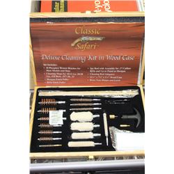RIFLE/SHOTGUN DELUXE CLEANING KIT IN WOOD CASE