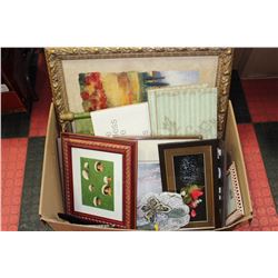 LARGE BOX OF PICTURES, PLAQUES AND