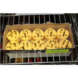 BOX OF 10 NEW 120V PLUG ENDS